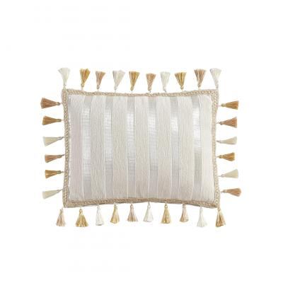 Davinci Santos Snow Yarn Dyed Chenille Jacquard With Tassle Detail Brunch Cushion | Snow